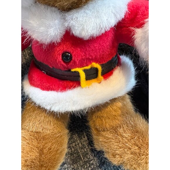 Vintage Musical Jingle Bells 1993 Dakin Santa Teddy Bear Plush 8" Polyester Bro - Picture 2 of 6